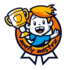 Logo programu Mały Mistrz przedstawiające uśmiechnięte dziecko trzymające złoty puchar.