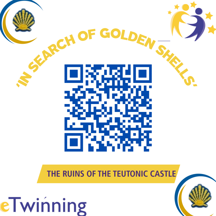 etwining3 Kod QR projektu eTwinning "In search of golden shells", prowadzący do materiałów o Ruinach Zamku Krzyżackiego (The ruins of the Teutonic Castle).