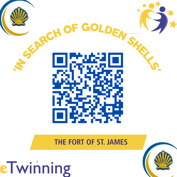 etwining4 Kod QR projektu eTwinning "In search of golden shells", prowadzący do materiałów o Forcie św. Jakuba (The Fort of St. James).